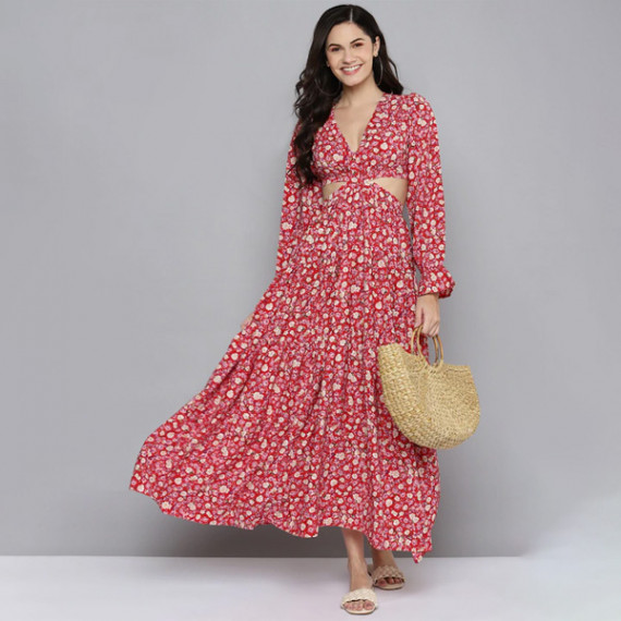 https://zenfashion.in/products/red-beige-floral-waist-cut-out-maxi-dress