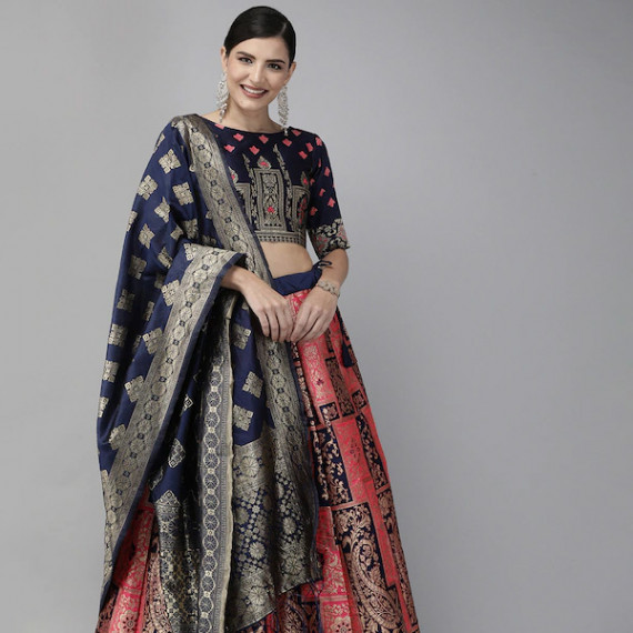 https://zenfashion.in/products/pink-navy-blue-woven-design-semi-stitched-lehenga-unstitched-blouse-with-dupatta