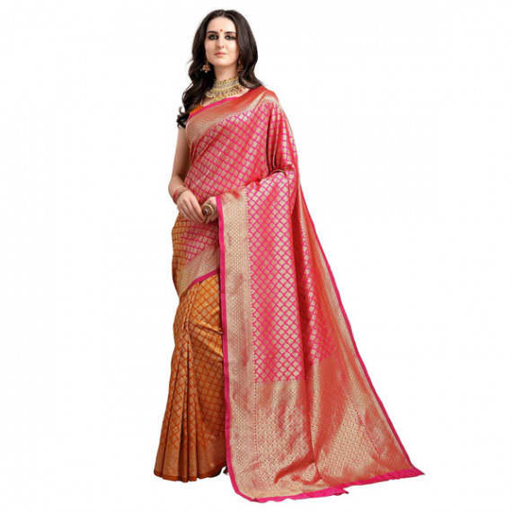 https://zenfashion.in/products/pink-mustard-yellow-ethnic-motifs-woven-design-half-half-kanjeevaram-saree